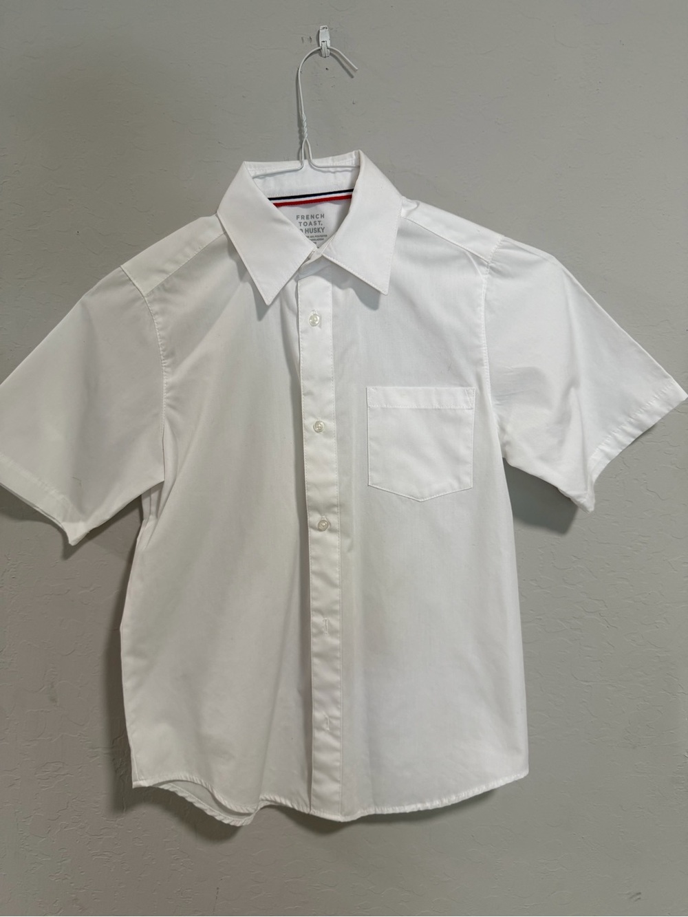 French Toast Boys White Short Sleeve Button Down Shirt Size 10 Husky